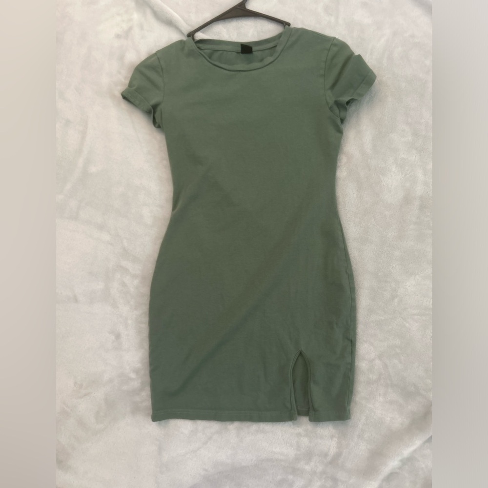Green dress with small slit
